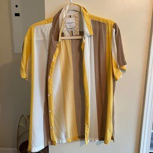 Denim and Flower Button Down Shirt